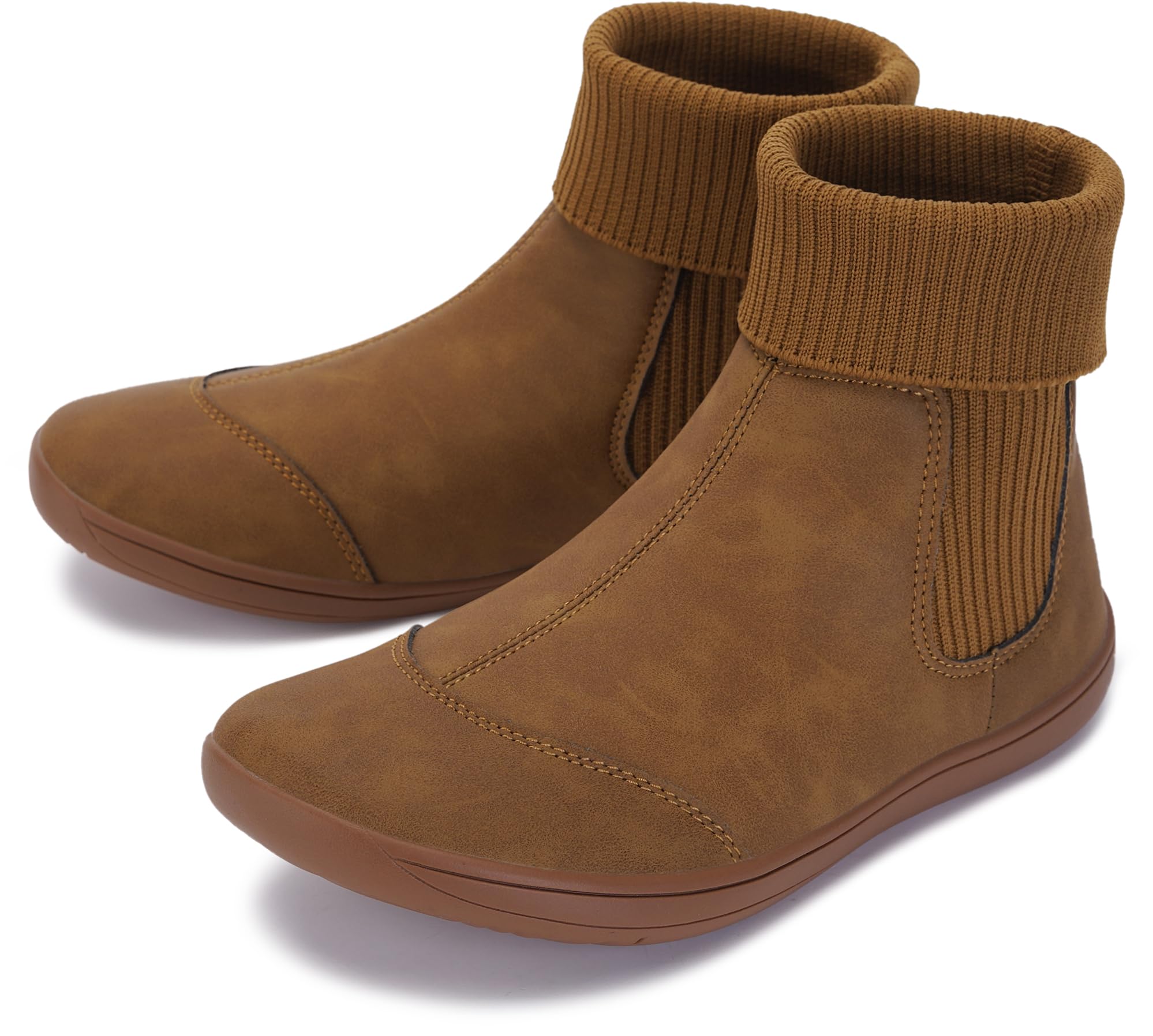 WHITIN Women's Minimalist Wide Barefoot Ankle Boots | Zero Drop | Stacked Sock-like Cuffs  
WHITIN Women's Wide Fit Chel