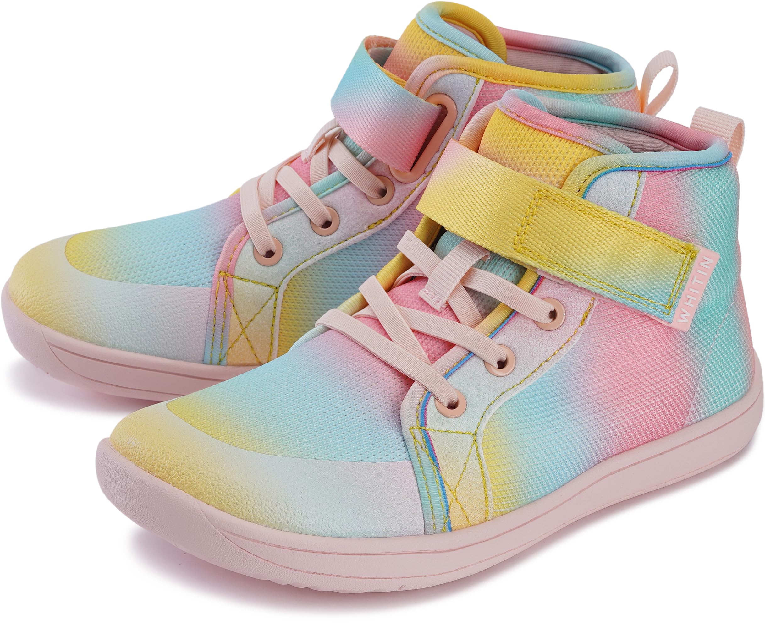 WHITIN Kids/Toddler Wide Barefoot Shoes | Classic High Top Sneakers for Girls/Boys | Freedom of Foot Movement | Natural